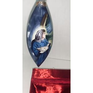 FIGI 5" Mary & Baby Jesus Dove Detail Reverse Painted Christmas Ornament Box EUC